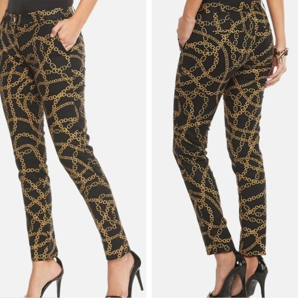 Michael Kors Black & Gold Chain-Print Pants
